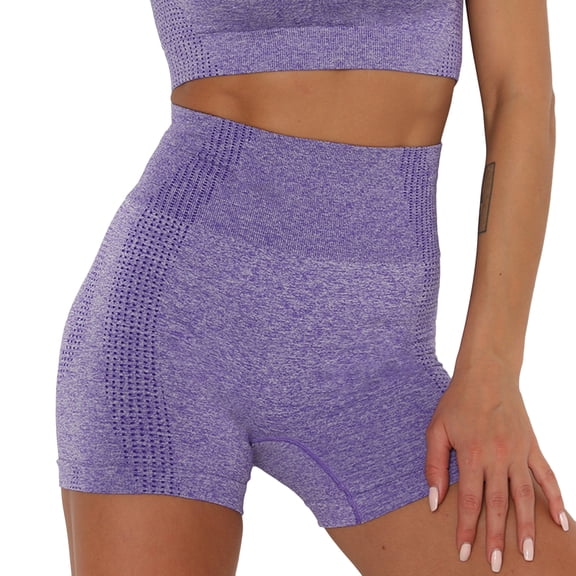 SWSMCLT Women's High Waist Biker Shorts Yoga Legging Shorts Athletic Buttery Soft Seamless Thigh Workout Tummy Control Gym Slim Fit Compression Running Sports Purple Small