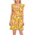 thumbnail image 1 of SWSMCLT Women's High Waist Casual Holiday Dresses Summer Sleeveless Ruffle Dress Short Sundress Midi Fall Ruffle Cute Birthday Mustard Yellow Medium, 1 of 4