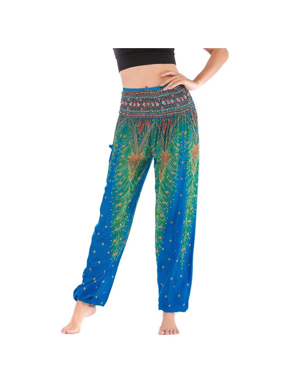 Women's High Waist Harem Pants Yoga Lightweight Comfy Loose Boho Yoga Pants Thin Ankle Running Trousers Patterned109 Small-X-Large