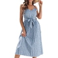 thumbnail image 1 of SWSMCLT Women's High Waist Midi Chiffon Sexy Dresses Holiday Dress Summer Ruched Cami V Neck Spring Sundress Blue Small, 1 of 4