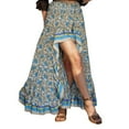 thumbnail image 1 of SWSMCLT Women's High Waisted Long Skirt Pleated Holiday Gypsy Boho Skirts Elastic Waist High Low Summer Beach Hawaiian Flowy Blue Medium, 1 of 5
