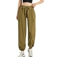thumbnail image 1 of SWSMCLT Women's High Waisted Pants Jogger Comfy Drawstring Workout Summer Lightweight Sweatpants Joggers Gym Long Baggy Army Green X-Large, 1 of 4