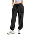 thumbnail image 1 of SWSMCLT Women's High Waisted Pants Jogger Comfy Drawstring Workout Summer Lightweight Sweatpants Joggers Gym Long Baggy Black Large, 1 of 4