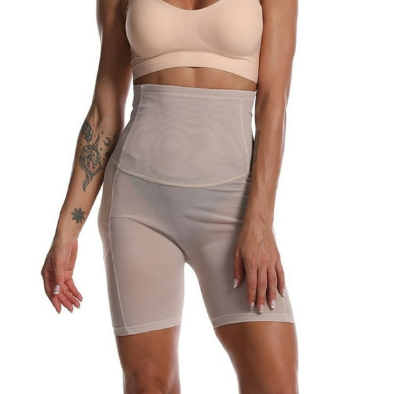 SWSMCLT Women's High Waisted Shaper Firm Shapewear Shapewear Underwear Butt Lifting Boyshort Slimming Mid Thigh Tight Nude 12-14