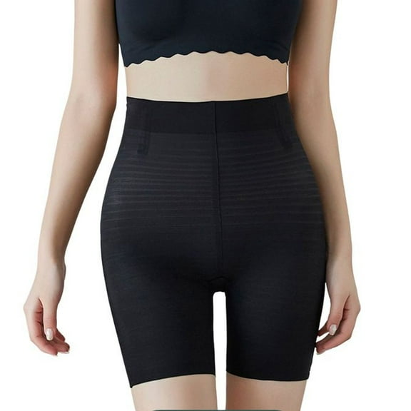 SWSMCLT Women's High Waisted Shapewear Shorts Boyshort Body Shaper Spandex Tight Summer Butt Lifter Basic Nylon Black Large