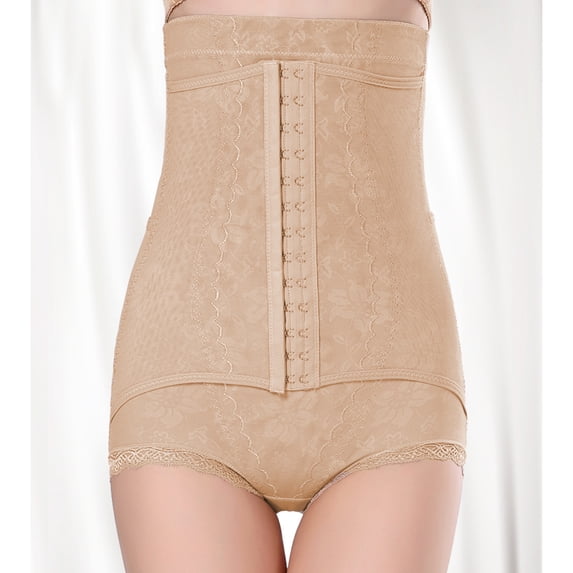 SWSMCLT Women's High Waisted Shapewear Shorts Firm Control Tight Lace Back Smoothing Tummy Control Body Shaper Slimming Butt Lifter Nude Large