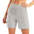 thumbnail image 1 of SWSMCLT Women's High Waisted Shorts Spandex Thin Elastic Waist Yoga Shorts Running Soft Biking Light Grey 10-12, 1 of 5