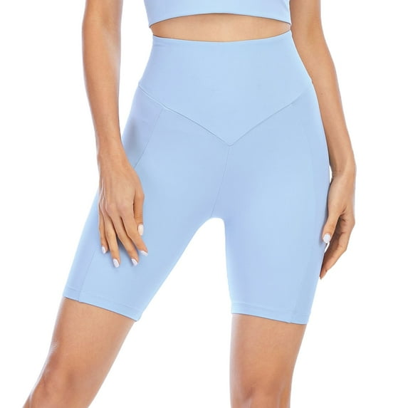 SWSMCLT Women's High Waisted Shorts Yoga Biker Comfy Yoga Shorts Thigh Soft Sweatpants Workout Skinny Light Blue 12