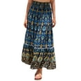 thumbnail image 1 of SWSMCLT Women's High Waisted Skirt Summer Long Boho Skirts Gypsy Hippie Ruffle Pleated Flowy Beach Casual Elastic Elastic Waist Navy Medium, 1 of 5