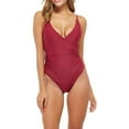 thumbnail image 1 of SWSMCLT Women's High Waisted Swimsuit Sexy Slimming One Piece Bathing Suit One Piece Swimsuit Cheeky Padded Beach Ruched Burgundy 12, 1 of 4