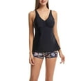 thumbnail image 1 of SWSMCLT Women's High Waisted Tankini V Neck Boyshort Swimsuit Bathing Suit Modest 2 Piece Cute Slimming Short Black6 8-10, 1 of 5