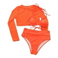 thumbnail image 1 of SWSMCLT Women's High Waisted Triangle Bikini Set Swimsuit Mesh Beach Coverup Crop Top Padded Brazilian Cheeky 3 Piece Halter String Bathing Suit Orange Medium, 1 of 1