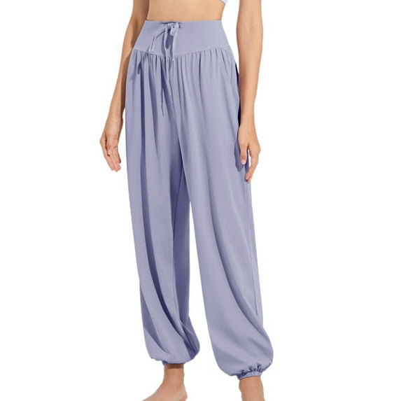 SWSMCLT Women's High Waisted Yoga Pants Athletic Lightweight Long Sweatpants Soft Pants Comfy Loose Blue Small
