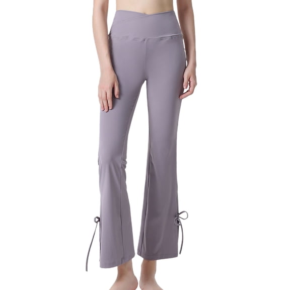 SWSMCLT Women's High Waisted Yoga Pants Flared Pants Bootcut Slit Split Trousers Long Casual Petite Purple 12