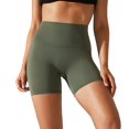 thumbnail image 1 of SWSMCLT Women's High Waisted Yoga Shorts Gym Sweat Shorts Elastic Waist Track Yoga Fitted Tight Sports Jogger Army Green Large, 1 of 5