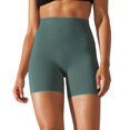 thumbnail image 1 of SWSMCLT Women's High Waisted Yoga Shorts Gym Sweat Shorts Elastic Waist Track Yoga Fitted Tight Sports Jogger Dark Green Small, 1 of 5