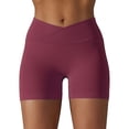 thumbnail image 1 of SWSMCLT Women's High Waisted Yoga Shorts Thin Casual Track Shorts Soft Gym Jogger Yoga Tight Spandex Burgundy Small, 1 of 5