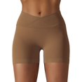thumbnail image 1 of SWSMCLT Women's High Waisted Yoga Shorts Thin Casual Track Shorts Soft Gym Jogger Yoga Tight Spandex Coffee Small, 1 of 5