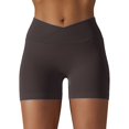 thumbnail image 1 of SWSMCLT Women's High Waisted Yoga Shorts Thin Casual Track Shorts Soft Gym Jogger Yoga Tight Spandex Dark Coffee Large, 1 of 5