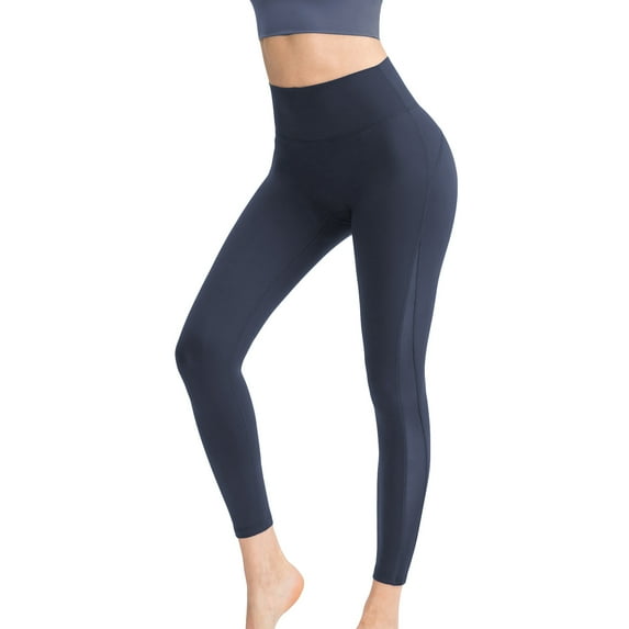 SWSMCLT Women's High waisted Yoga Legging Workout Pant Pants Slimming Slim Fit Seamless Tummy Control Stretch Running Athletic Buttery Soft Tight Navy 12