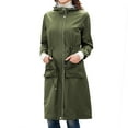 thumbnail image 1 of SWSMCLT Women's Hooded Rain Coat Anorak Waterproof Zipper with Pockets Raincoat Long Rain Jacket Zip Up Army Green XX-Large, 1 of 4
