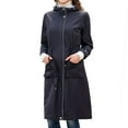 thumbnail image 1 of SWSMCLT Women's Hooded Rain Coat Anorak Waterproof Zipper with Pockets Raincoat Long Rain Jacket Zip Up Black 3X-Large, 1 of 4