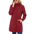 thumbnail image 1 of SWSMCLT Women's Hooded Raincoat Lightweight Slim Fit Full Zip Long Rain Jacket Trench Coat Waterproof Rain Coats Casual Anoraks Long Sleeve Outerwear Burgundy 6, 1 of 5
