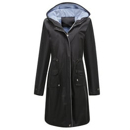 Homgro Women's Hooded Rain Jacket Long Waterproof Raincoat