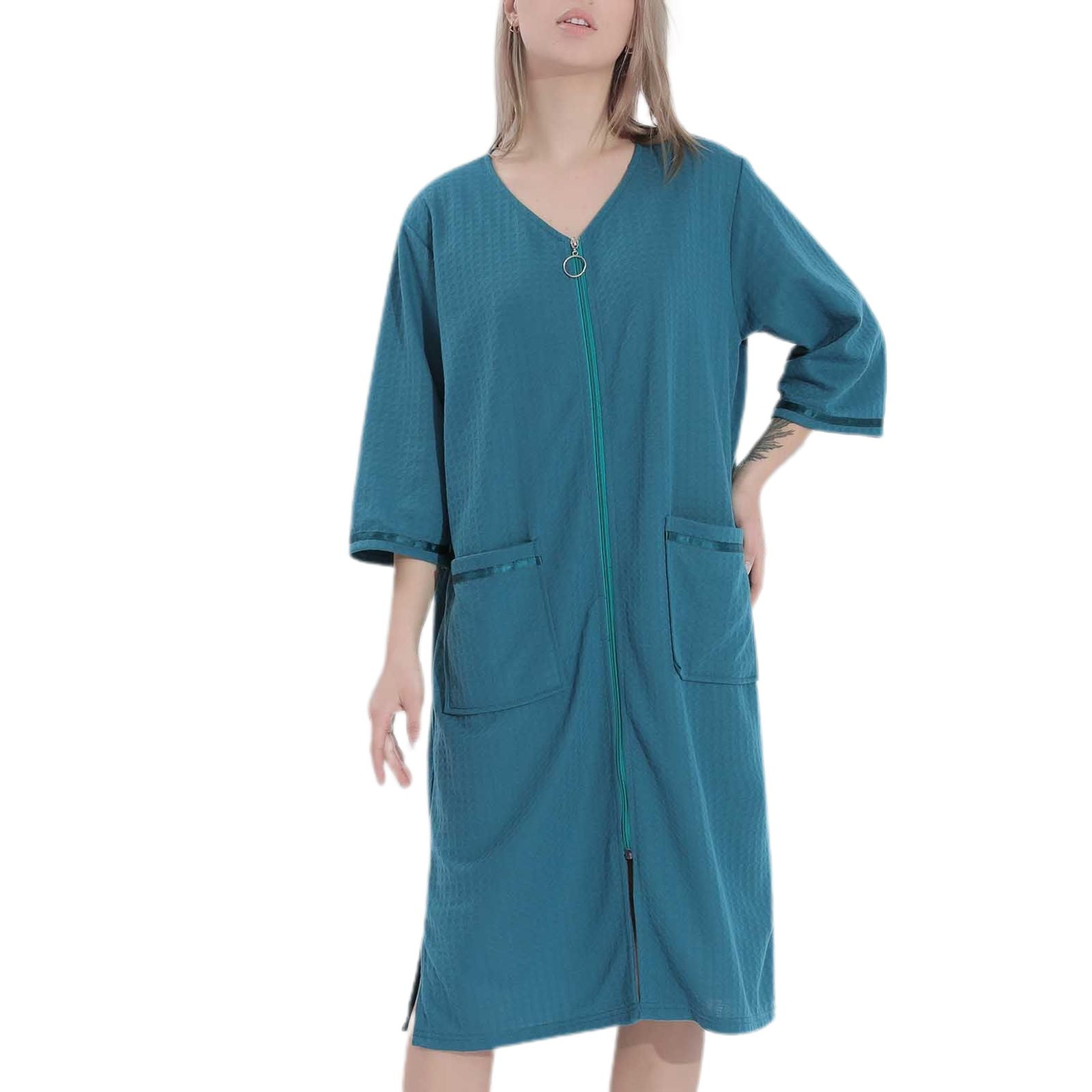 SWSMCLT Women's House Coat Soft Robe Knee Length V Neck Housecoat 3/4 ...