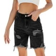 thumbnail image 1 of SWSMCLT Women's Jean Denim Shorts Mid Rise Shorts Pocket Button Casual Shorts Fashion Distressed Summer Black Small, 1 of 5