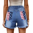 thumbnail image 1 of SWSMCLT Women's Jean Shorts Summer Denim Shorts Distressed Pocket Casual Regular Fit Slim Fit Frayed Hem Style5 8, 1 of 4