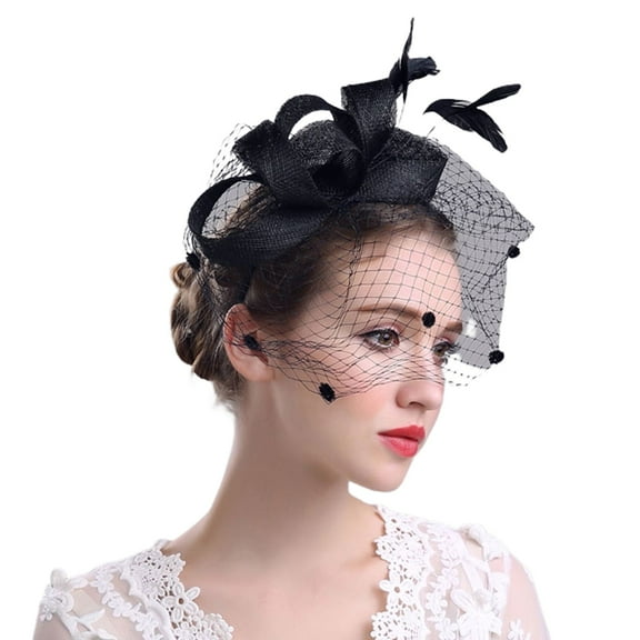 SWSMCLT Women's Kentucky Derby Hat Mesh Cap Fascinator Tea Party Hat Fancy Winter Summer Fashion Feather Wedding Elegant Black One Size