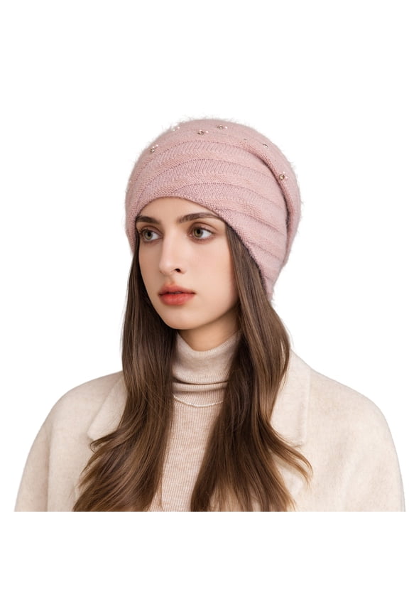 Women's Knit Beanie Warm Winter Hat Cute Acrylic Soft Fall Fashion Spring Cozy Date Night Beanie Hat Pink One Size