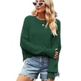 thumbnail image 1 of SWSMCLT Women's Knit Crop Top Knitted Pullover Sweaters Fall Baggy Batwing Sleeve Short Sweater Soft Fashion Casual Y2K Loose Fit Oversized Boat Neck Long Sleeve Green X-Large, 1 of 5