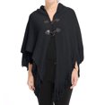 thumbnail image 1 of SWSMCLT Women's Knit Poncho Cardigan Sweater Solid Knitted Adult Mexican Poncho Wrap Winter Fall Soft Shawl Asymmetrical Cape Sweater Toggle Tassel Fringe Crochet Black One Size, 1 of 4
