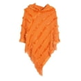 thumbnail image 1 of SWSMCLT Women's Knit Poncho Sweater Soft Long Ladies Wrap & Shawl Thermal Hooded Cape Batwing Sleeve Top Fringe Cozy Mexican Blanket Hoodie Orange One Size, 1 of 1