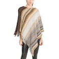 thumbnail image 1 of SWSMCLT Women's Knit Poncho Sweater Zig Zag Pullover Adult Winter Convertible Tassel Fringe Crochet Fall Hippie Mexican Aztec Poncho Wrap Soft Shawl Asymmetrical Cape Khaki One Size, 1 of 4
