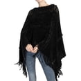 thumbnail image 1 of SWSMCLT Women's Knit Sweater PonchoCrochet Ponchos and Wraps Soft Winter Warm Blanket Wrap Shawl Pashmina Cape Sweater Casual Tassel Fringe Black One Size, 1 of 4