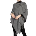 thumbnail image 1 of SWSMCLT Women's Knit Sweater PonchoCrochet Ponchos and Wraps Soft Winter Warm Blanket Wrap Shawl Pashmina Cape Sweater Casual Tassel Fringe Grey One Size, 1 of 3
