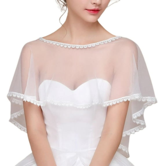 SWSMCLT Women's Lace Shrug Top Short Sleeve Cape Soft Winter Off The Shoulder Fringe Bolero Wedding Short Mock Neck Style6 One Size