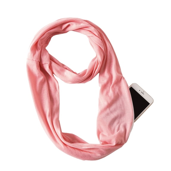 SWSMCLT Women's Lightweight Fall Travel Spring Stretchy Zipper Fashion Scarves & Wraps Soft Pocket Muffler Infinity Scarf Light Pink One Size