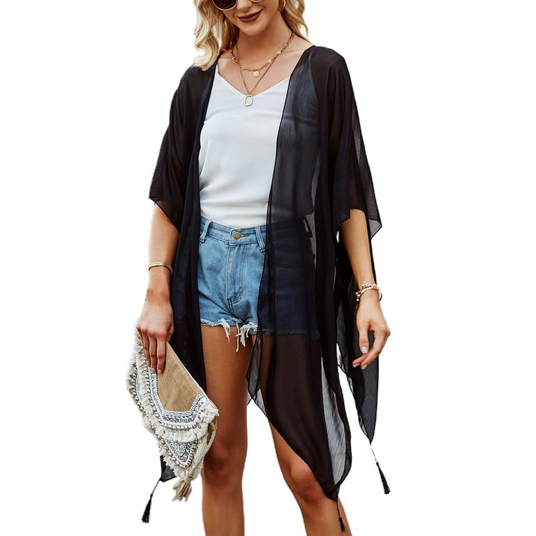 SWSMCLT Women's Lightweight Holiday Open Front Mesh See Through