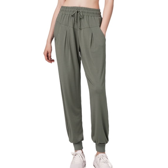 SWSMCLT Women's Lightweight Pants Yoga Pants Athletic Sweatpants Soft Drawstring Jogging Stretch Army Green Small
