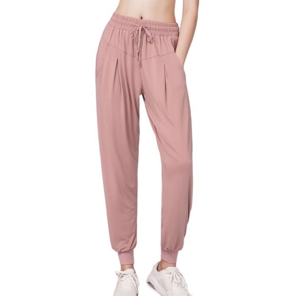 SWSMCLT Women's Lightweight Pants Yoga Pants Athletic Sweatpants Soft Drawstring Jogging Stretch Pink Small