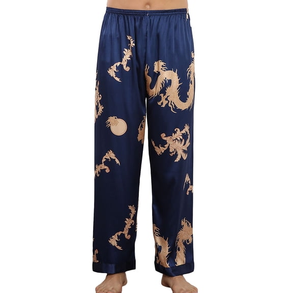 SWSMCLT Women's Lightweight Thin Cool Casual Satin Pajamas Pants Soft Sleepwear Sleep Bottoms Spring Summer Blue Medium