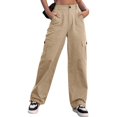 thumbnail image 1 of SWSMCLT Women's Long Casual Pants Cargo High Waisted PantsBaggy Palazzo Spandex Loose Pleated Trousers Khaki XX-Large, 1 of 1