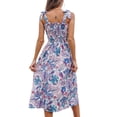 thumbnail image 1 of SWSMCLT Women's Long Dress Printed Casual Ruched Summer Dresses Elegant Floral Chiffon Mid Calf Holiday Sundress White Large, 1 of 1