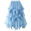 thumbnail image 1 of SWSMCLT Women's Long Skirt Mesh Tulle Skirt Ruffle Elastic Waist Tiered Tutu Skirt Halloween Summer Pleated Sky Blue X-Small-Large, 1 of 4