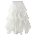 thumbnail image 1 of SWSMCLT Women's Long Skirt Mesh Tulle Skirt Ruffle Elastic Waist Tiered Tutu Skirt Halloween Summer Pleated White X-Small-Large, 1 of 4