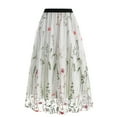 thumbnail image 1 of SWSMCLT Women's Long Skirt Pleated Tulle Skirt Elastic Waist Layered Fall Spring Tulle High Waisted Flowy White Small, 1 of 4